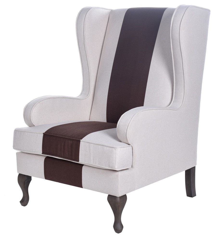 Dann Foley Accent Chair White And Brown Upholstery Espresso Brown ... inside The Art of Styling Your Dann Foley Whitewash and Light Brown Table