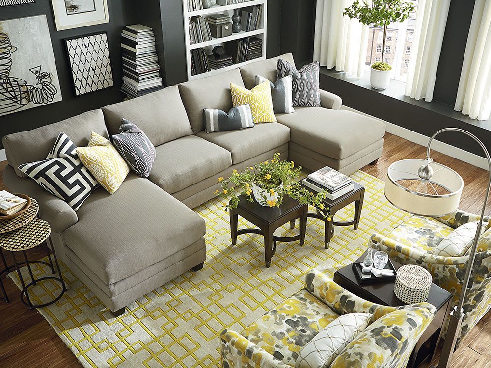 Double Chaise Sectional | Living Room Sectional, Livingroom Layout ... in Expert Tips for Styling and Arranging Your Chaise Sectional