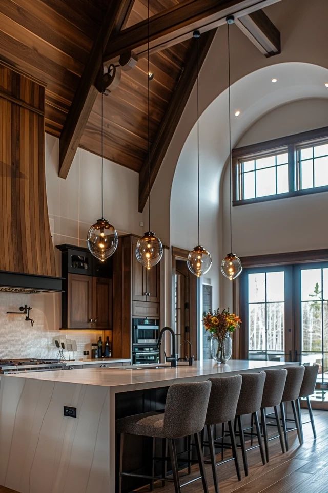 Elevate Your Space: Vaulted Ceiling Kitchen Ideas intended for Elevate Your Space with Demy's Natural White Metal and Wood Accents