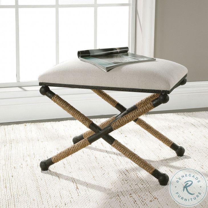 Firth Neutral Oatmeal Small Bench From Uttermost | Coleman Furniture within The Enduring Appeal of the Uttermost Firth Bench