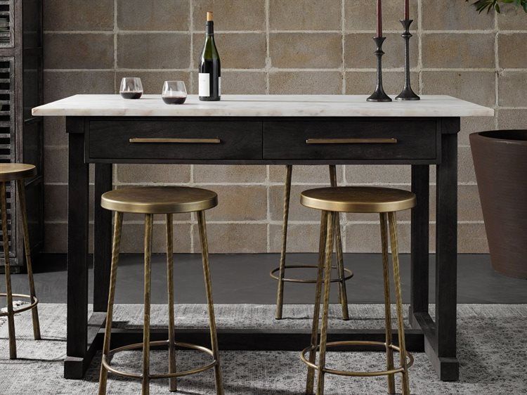 Four Hands Harmon Dark Anthracite / Polished White Marble 60'' Wide ... regarding Discover the Enduring Charm of Rectangular Counter Height Tables in White/Weathered Espresso