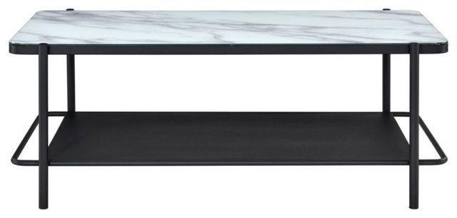 Furniture Of America Joaquin Metal 1-Shelf Coffee Table In Black And ... with regard to