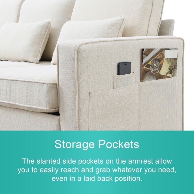 Gewnee 4-Seater Modern Linen Fabric Sofa - Transitional - Sectional ... intended for