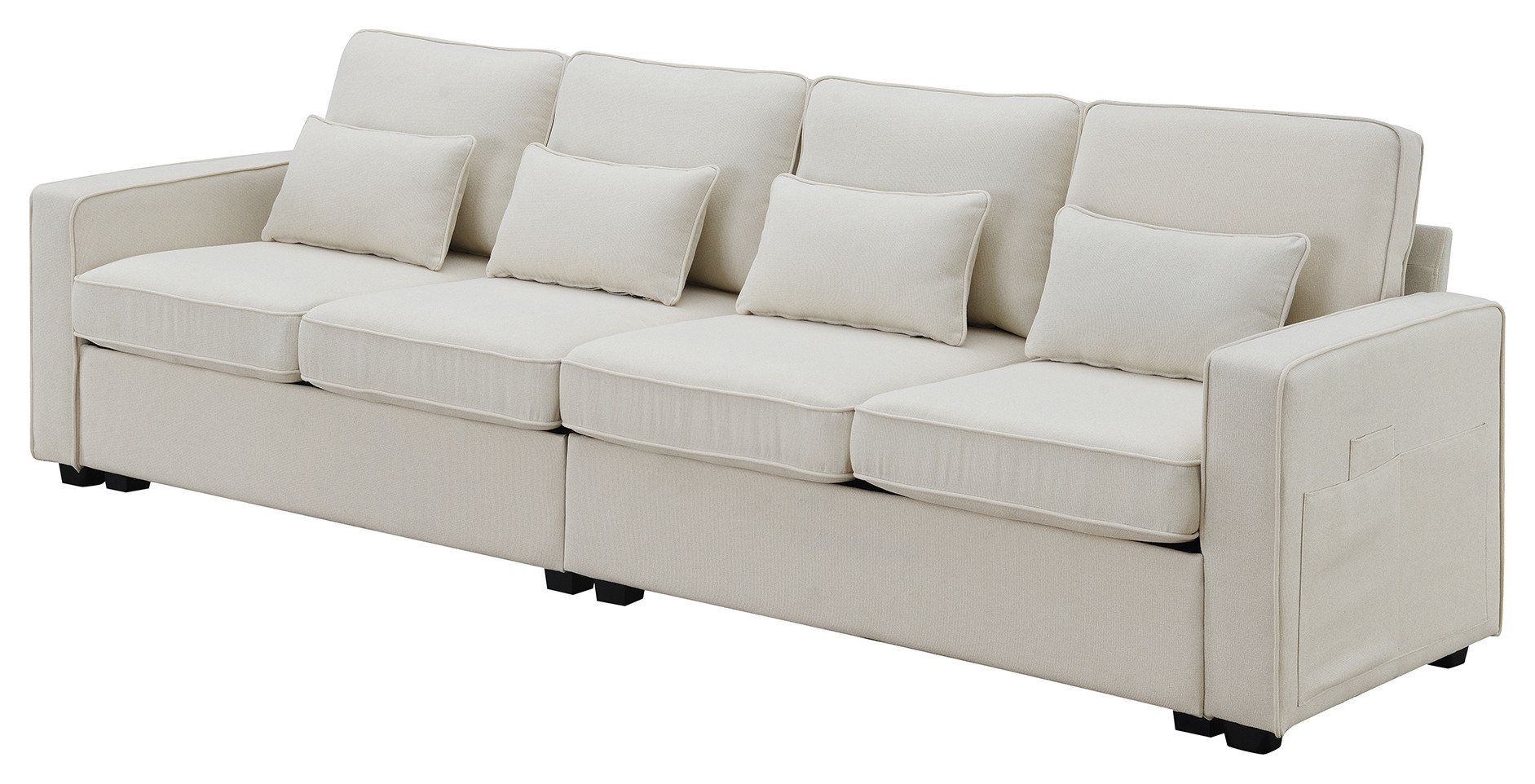 Gewnee 4-Seater Modern Linen Fabric Sofa - Transitional - Sectional ... with regard to How to Style Your Living Space with the Gewnee 4-Seater Linen Sofa
