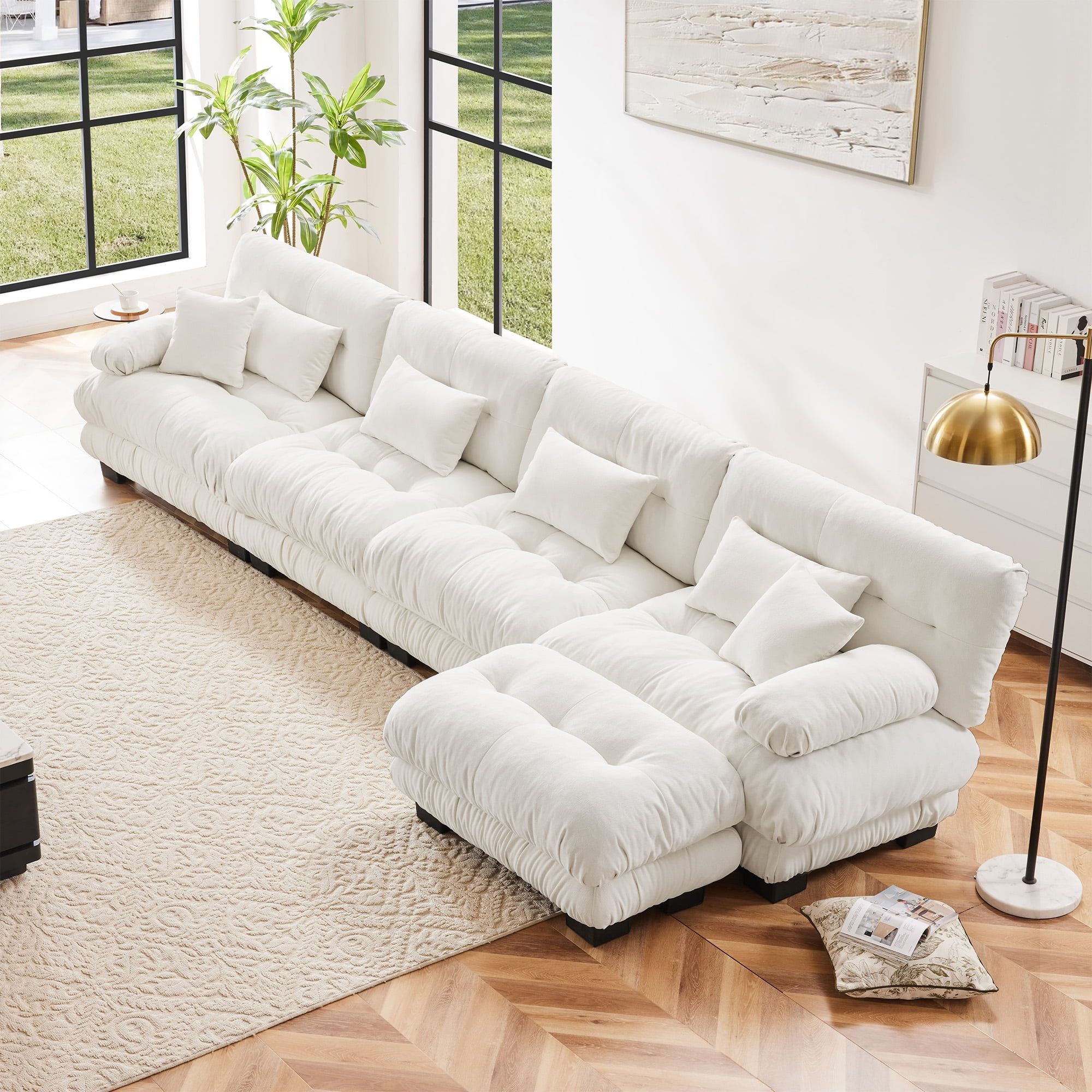 Gewnee Oversize Chenille Deep Seat Free Combination Modular 4-Seater ... with regard to How to Style Your Living Space with the Gewnee 4-Seater Linen Sofa