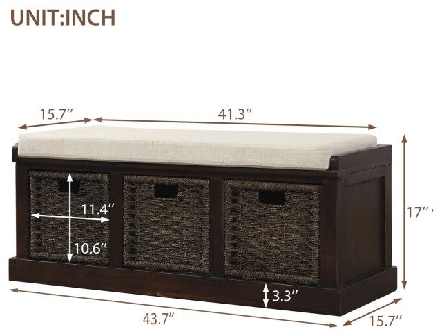 Gewnee Rustic Storage Bench - Transitional - Accent And Storage Benches ... intended for Transform Your Entryway with the Versatile Gewnee Linen Storage Bench
