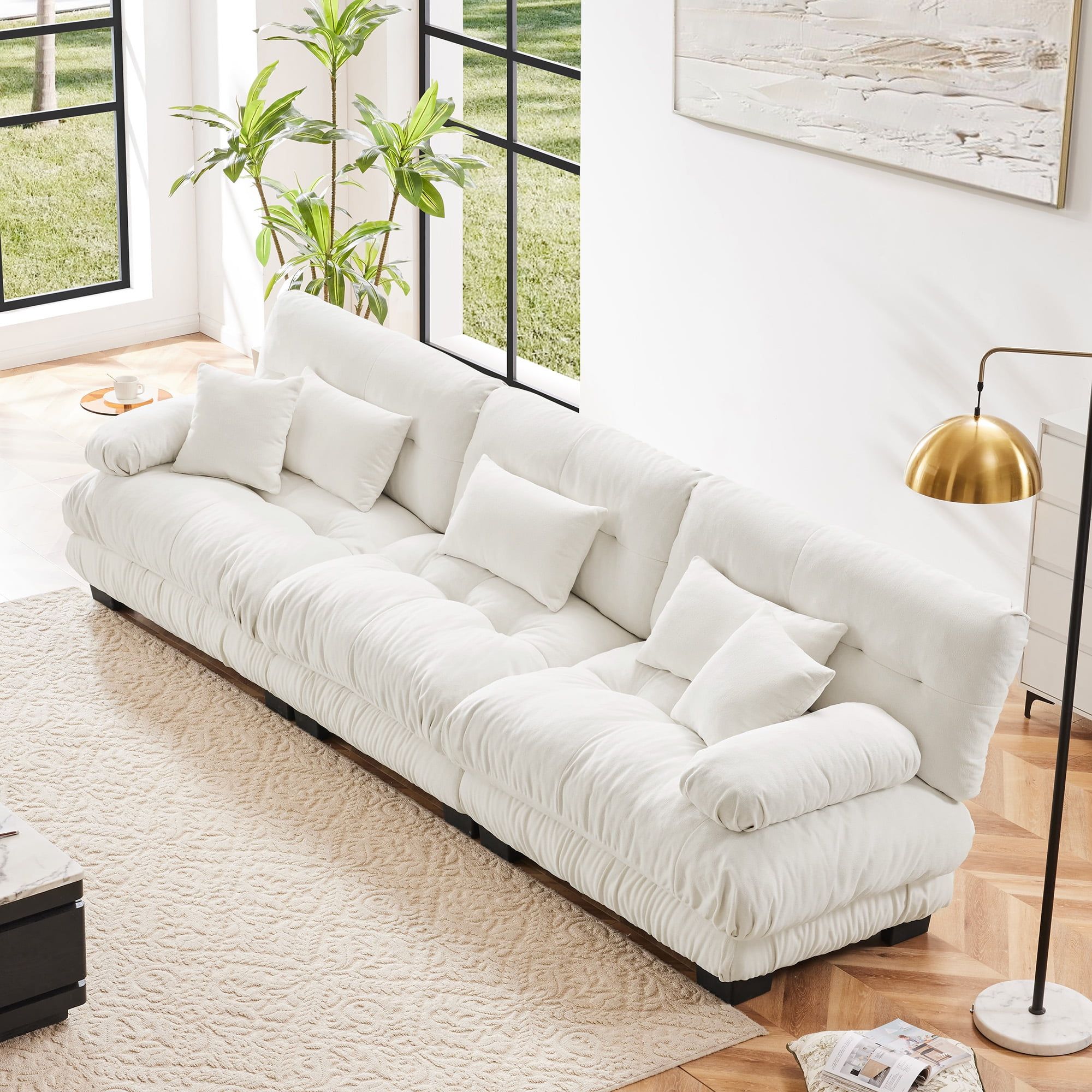 Gewnee White Chenille Cloud Couch 2 Seater Sofa For Living Room ... pertaining to