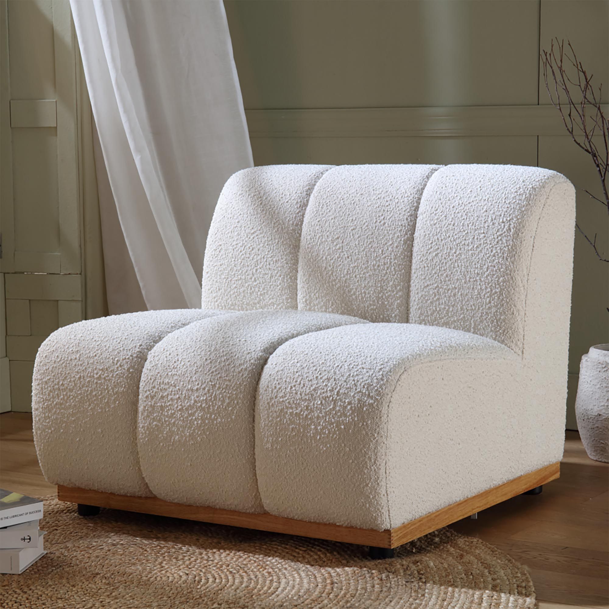 Granvia Ecru Boucle Modular Sofa, 1-Seater Armless Sofa | Modular Sofa ... within