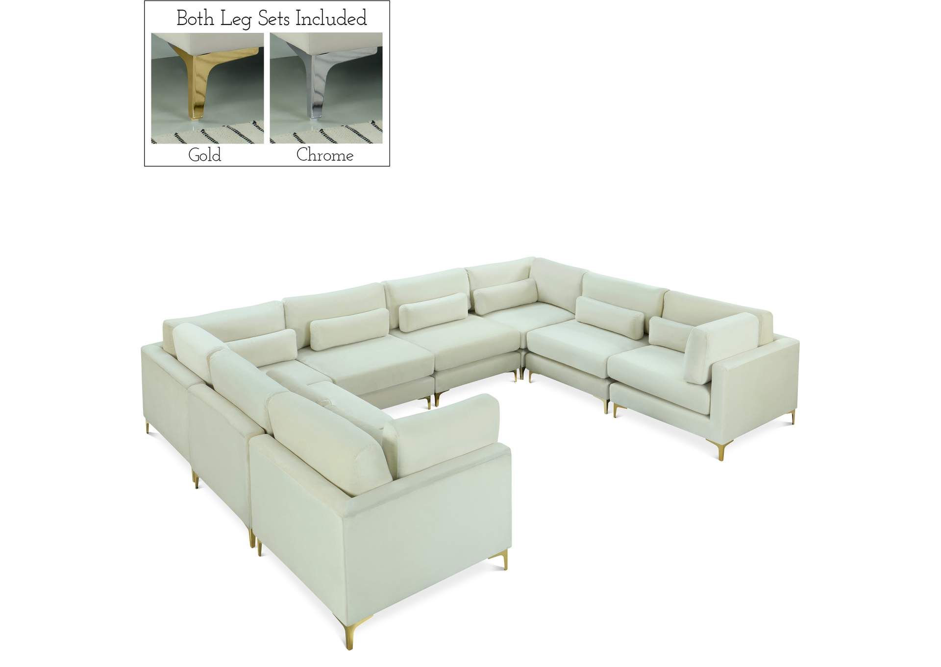 Julia Cream Velvet Modular Sectional (6 Boxes) with regard to