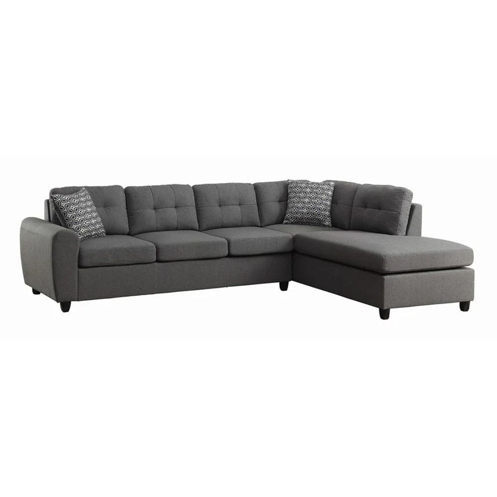 Latitude Run® Stonenesse Tufted Sectional Grey | Wayfair within