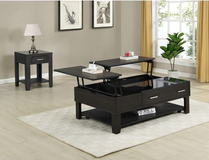 Lilola Home Bruno 2 Piece Ash Gray Lift Top Coffee &amp;Amp; End Table Set W ... in