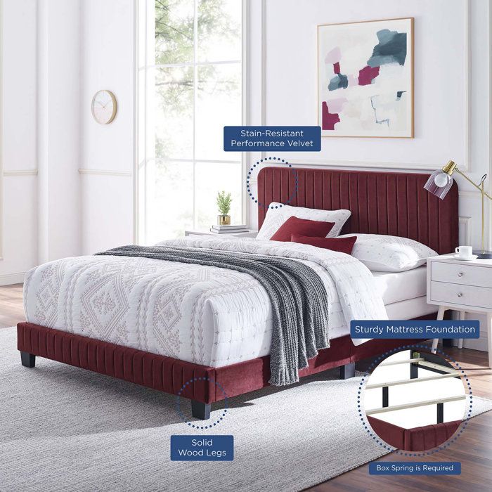 Mercer41 Celine Channel Tufted Performance Velvet Bed &Amp; Reviews | Wayfair in Unpacking the Celine Channel Tufted Velvet Queen Platform Bed A Deep Dive