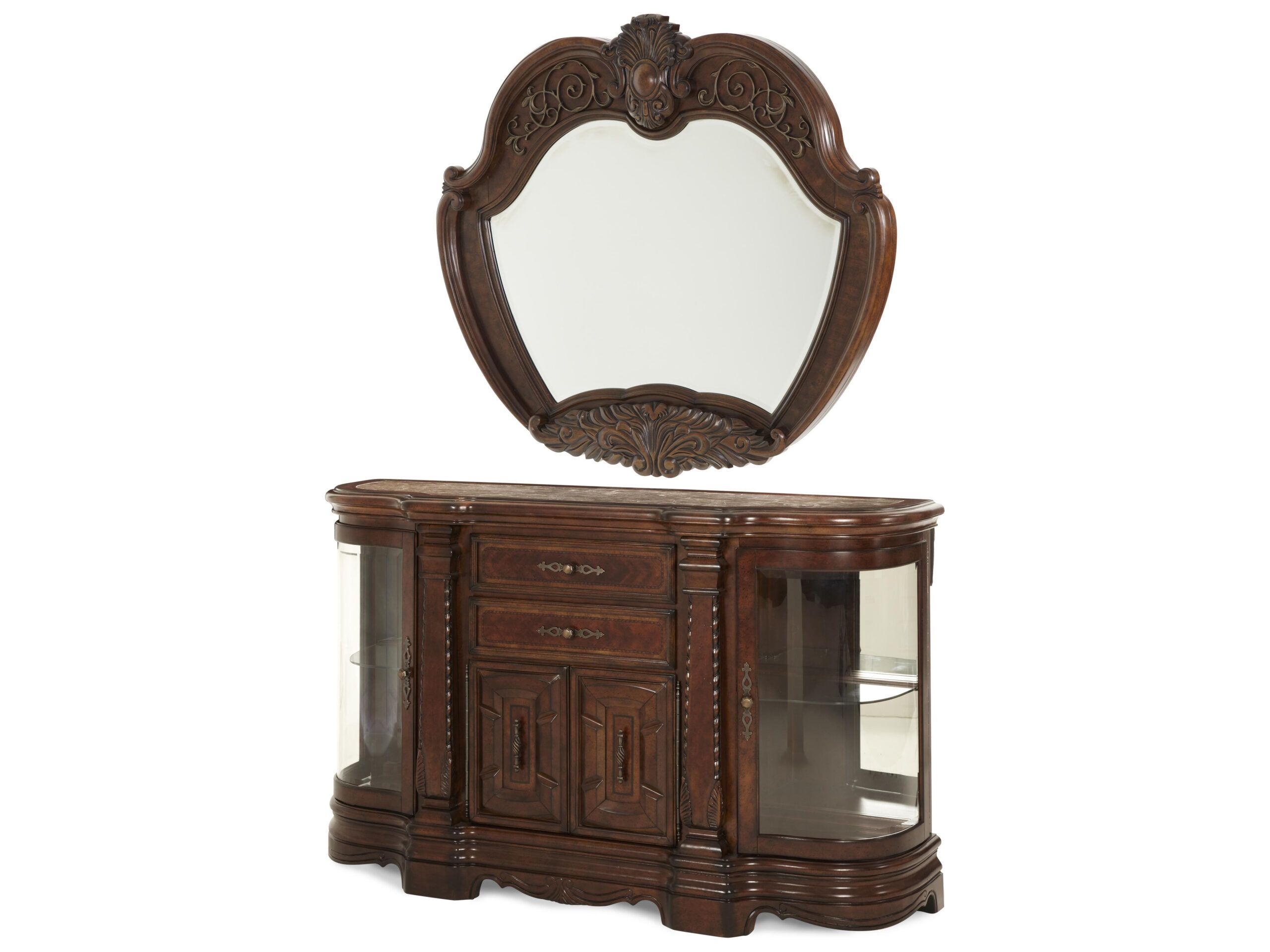 Michael Amini Windsor Court 66'' Poplar Wood Vintage Fruitwood ... regarding Why the Windsor Court Vintage Brown Fruitwood Table is a Coveted Piece