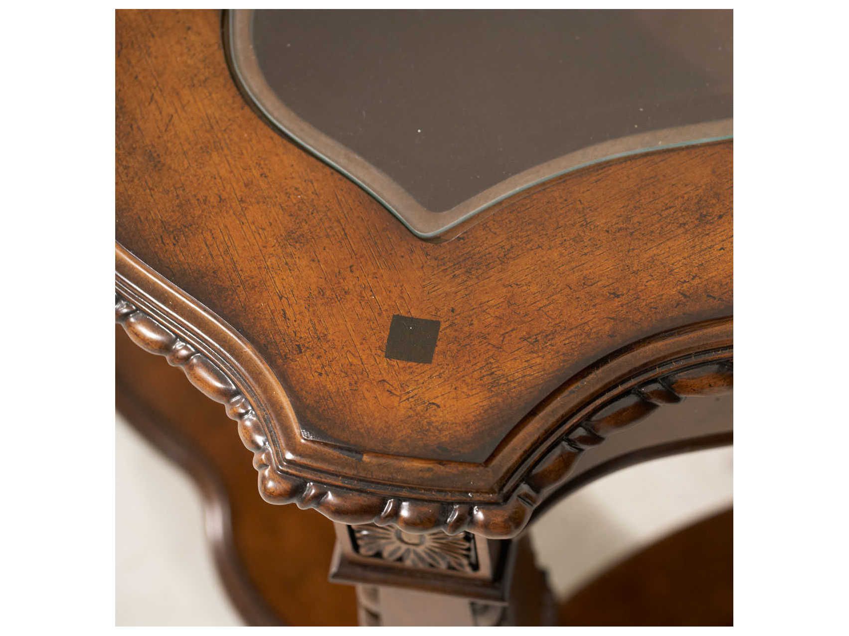 Michael Amini Windsor Court Rectangular Glass Vintage Fruitwood ... throughout Why the Windsor Court Vintage Brown Fruitwood Table is a Coveted Piece