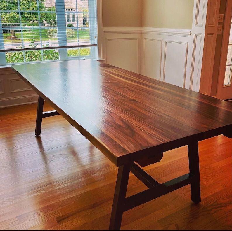 Modern Black Walnut Dining Table Amish Handcrafted Solid Wood Furniture ... within