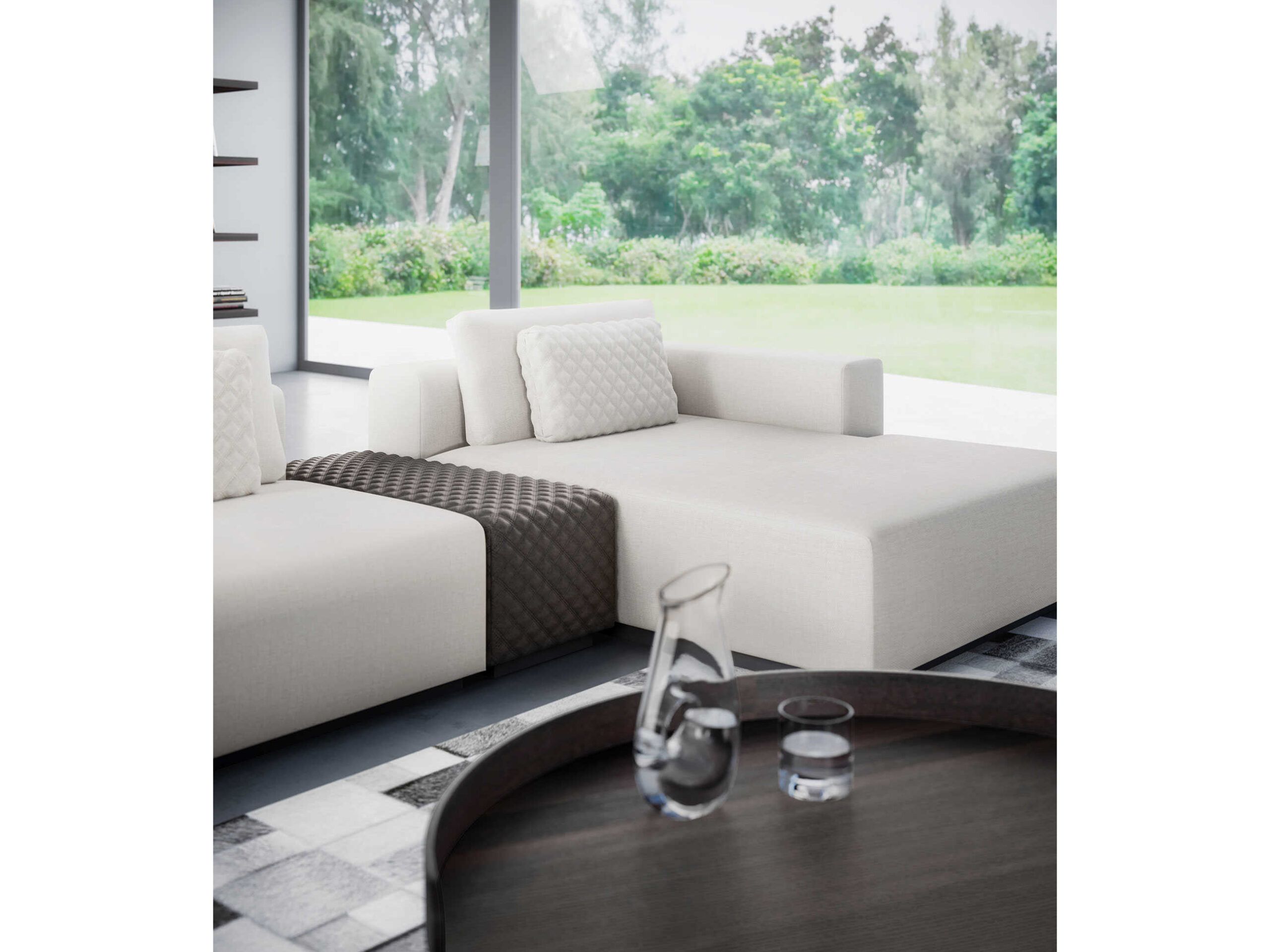 Modloft Spruce Chalk Three-Piece Right Facing Sectional Sofa ... with regard to