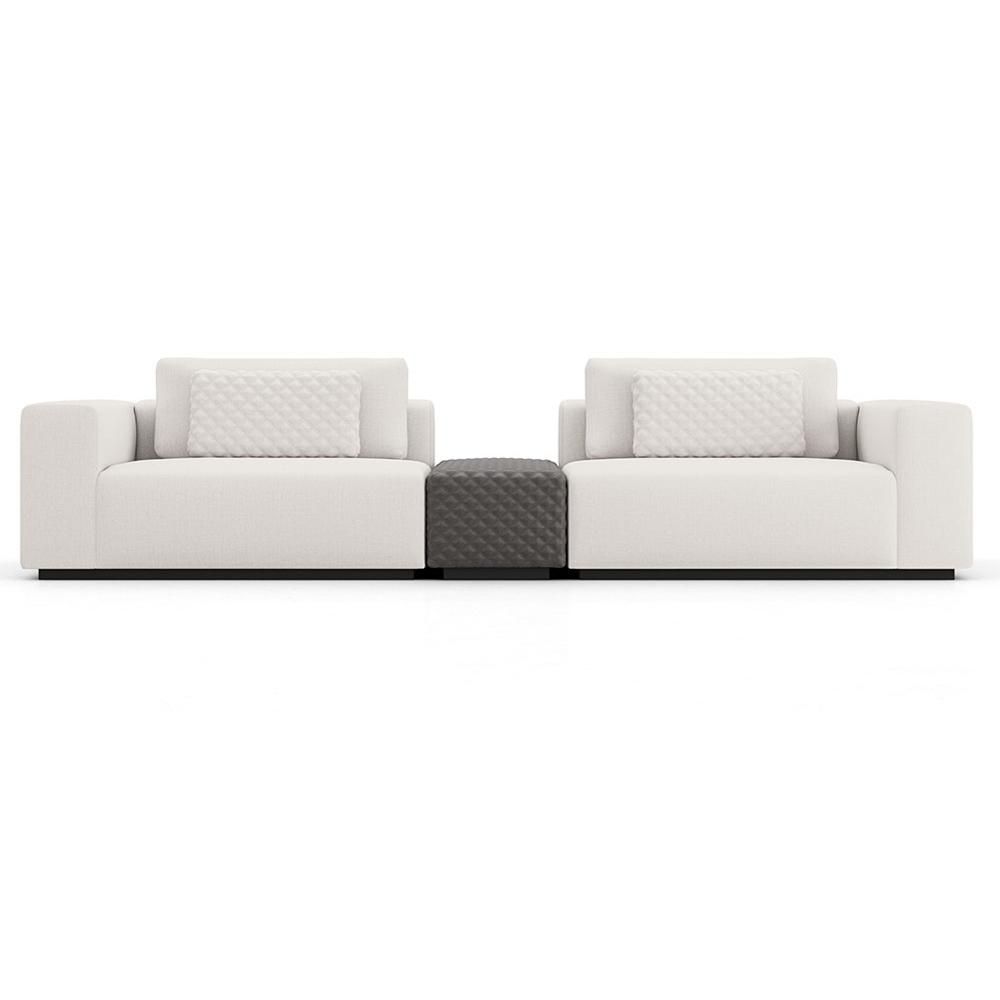 Modloft Spruce Sectional Two Seat Sofa With Armrest In Chalk Fabric ... with regard to