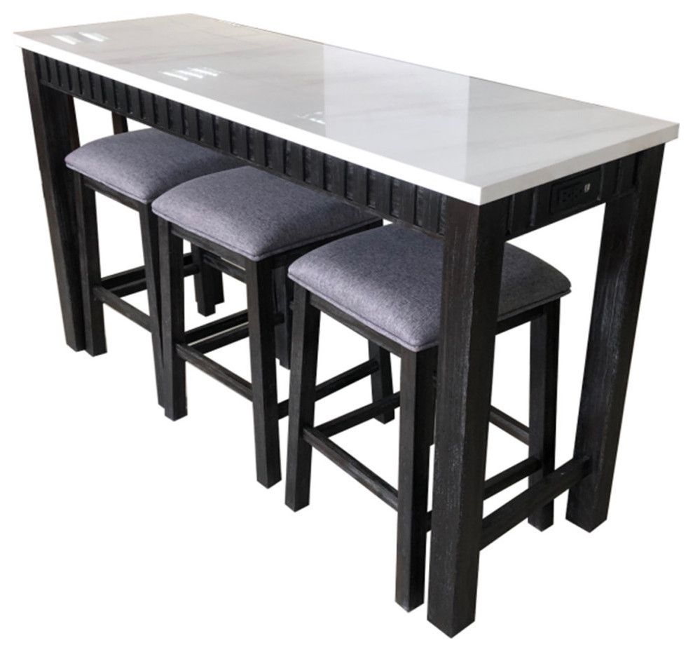 Necallice 4-Piece Counter Height Set Marble, Weathered Espresso ... pertaining to