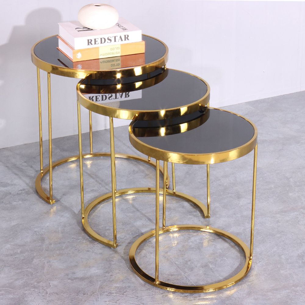 Nesting Table; 3Pcs Set, Gold/Black - T&Amp;C with How to Style Your Living Room with a 2-Piece Gold Nesting Table Set