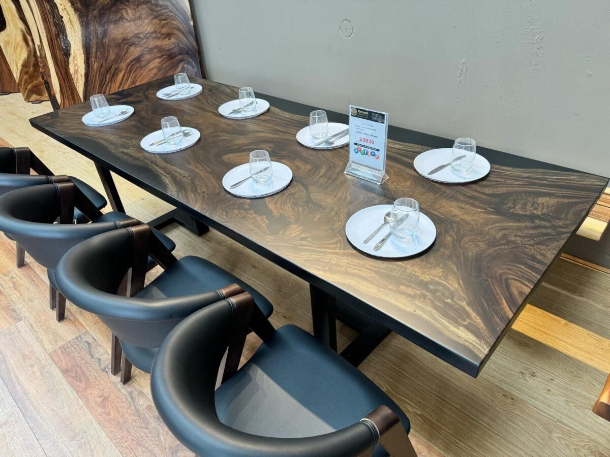 Nts001972 (2600-1000-47) - Dark Walnut Dining Table - Natural Timber Stone within