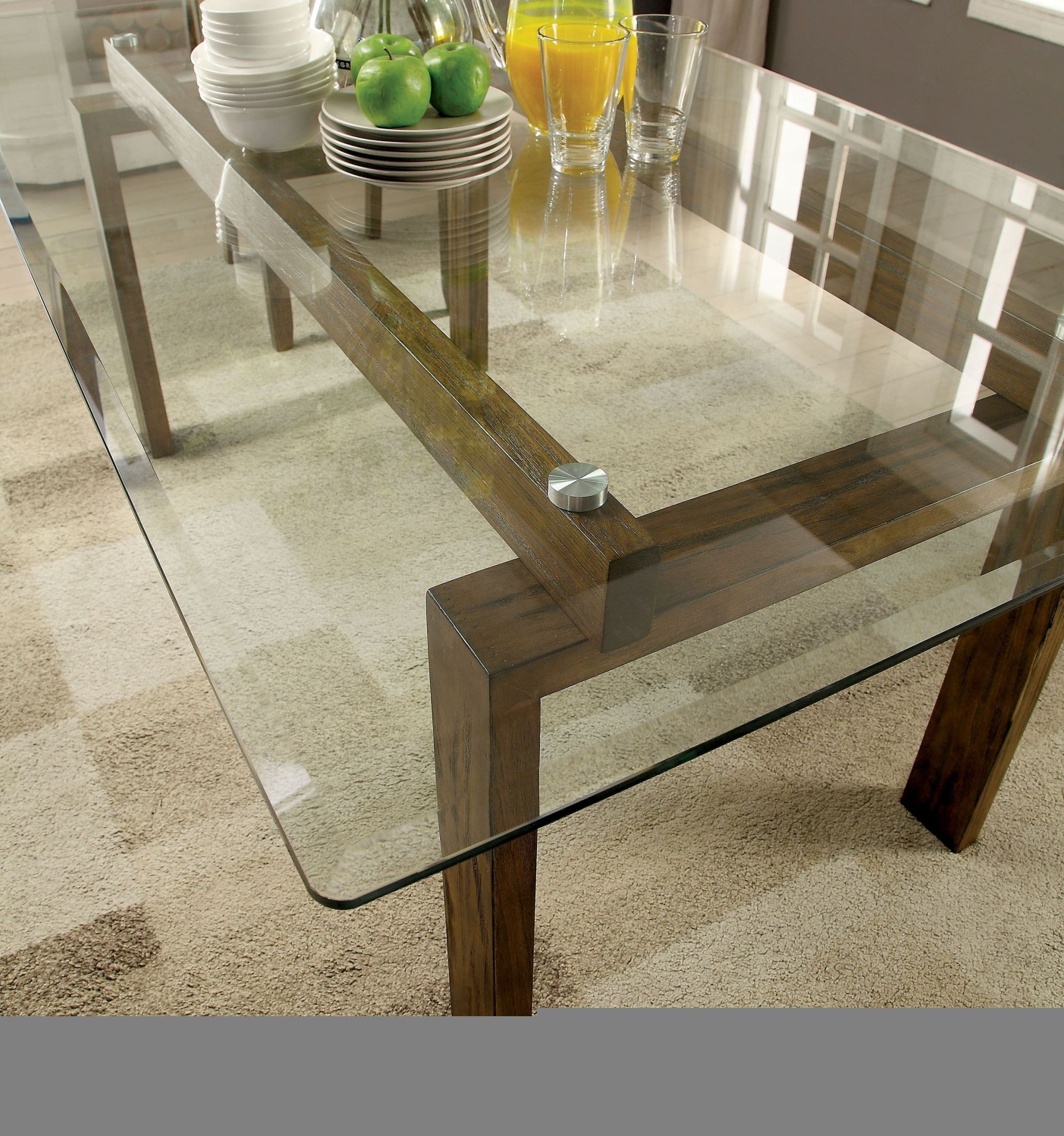Onway Oak Rectangular Glass Top Dining Table From Furniture Of America ... in From Our Showroom The Briarwood Rectangular Glass Dining Table Espresso Brown Clear