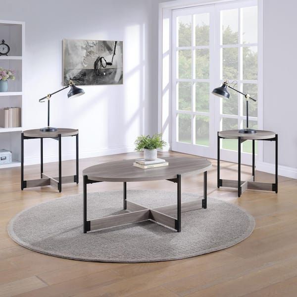 Osp Home Furnishings 3 Piece Occasional Oval Composite Table Set In ... in
