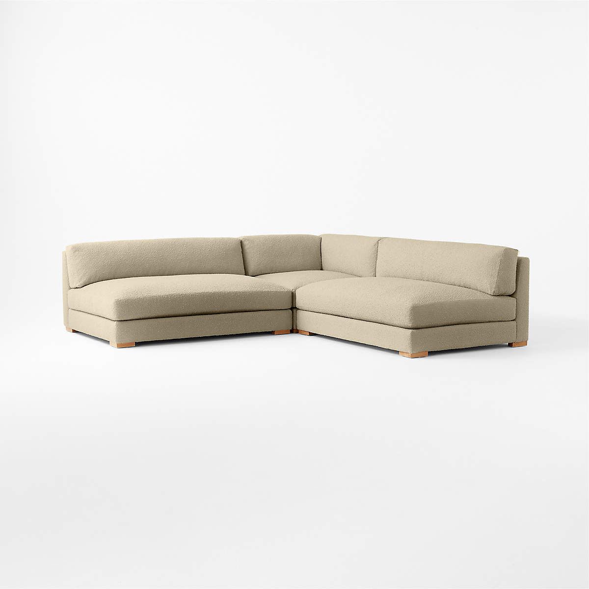 Piazza 3-Piece Modular Camel Brown Boucle Sectional Sofa With White Oak ... for How to Incorporate a Brown Boucle Modular Sofa into Your Home