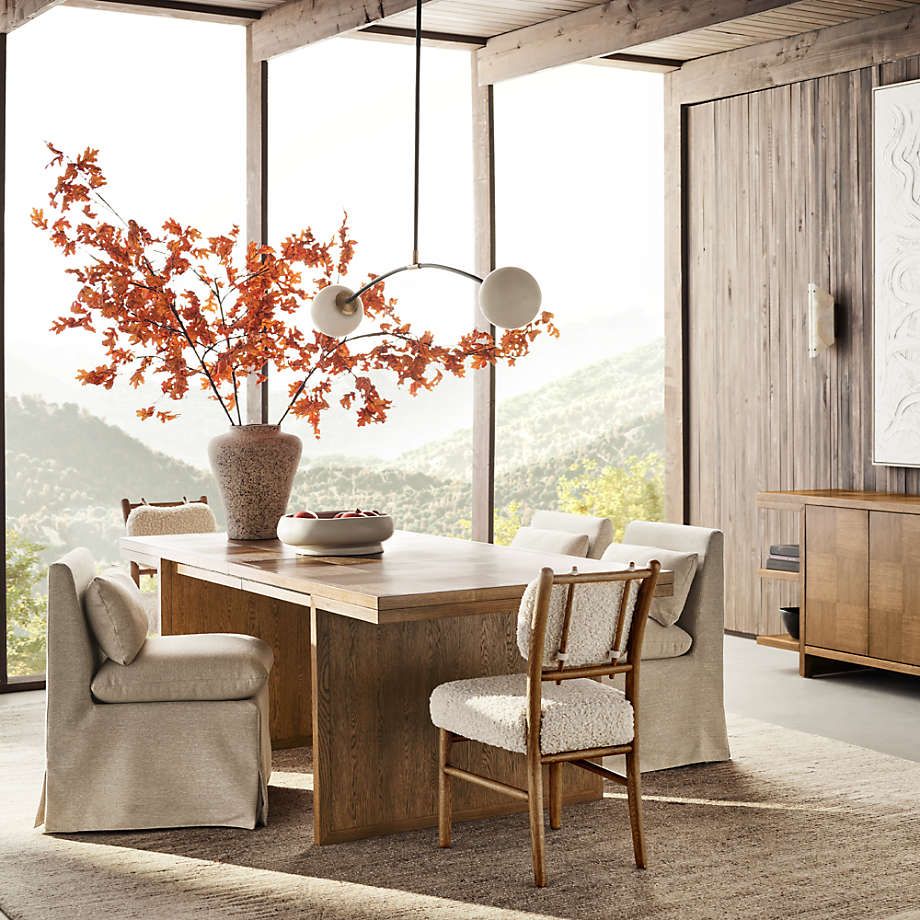 Pierre 82-101" Light Brown Oak Wood Extension Dining Table + Reviews ... pertaining to