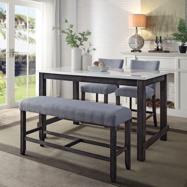 Rectangular Counter Height Table, White/Weathered Espresso ... inside Discover the Enduring Charm of Rectangular Counter Height Tables in White/Weathered Espresso