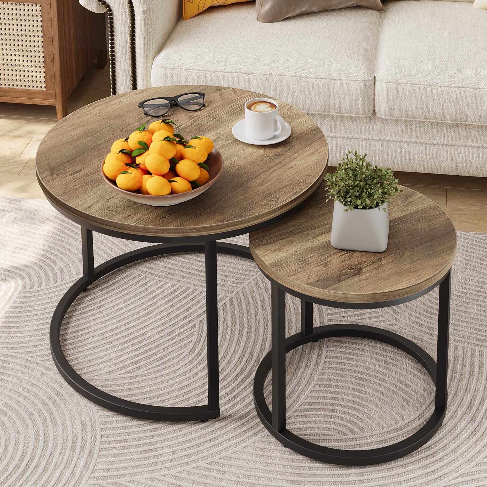 Round Coffee Table And Side Table Set in