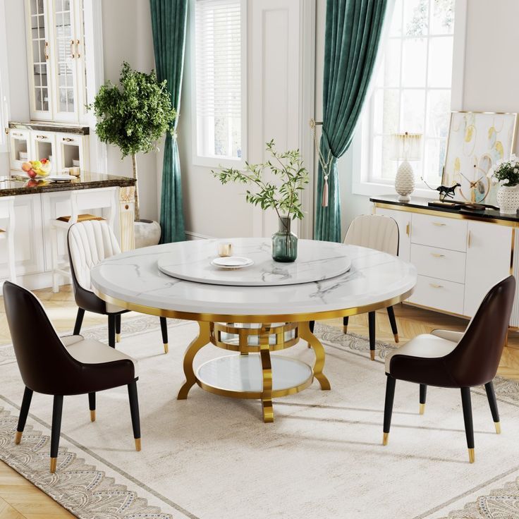 Round Faux Marble Dining Table For 6 At Vera Malone Blog inside