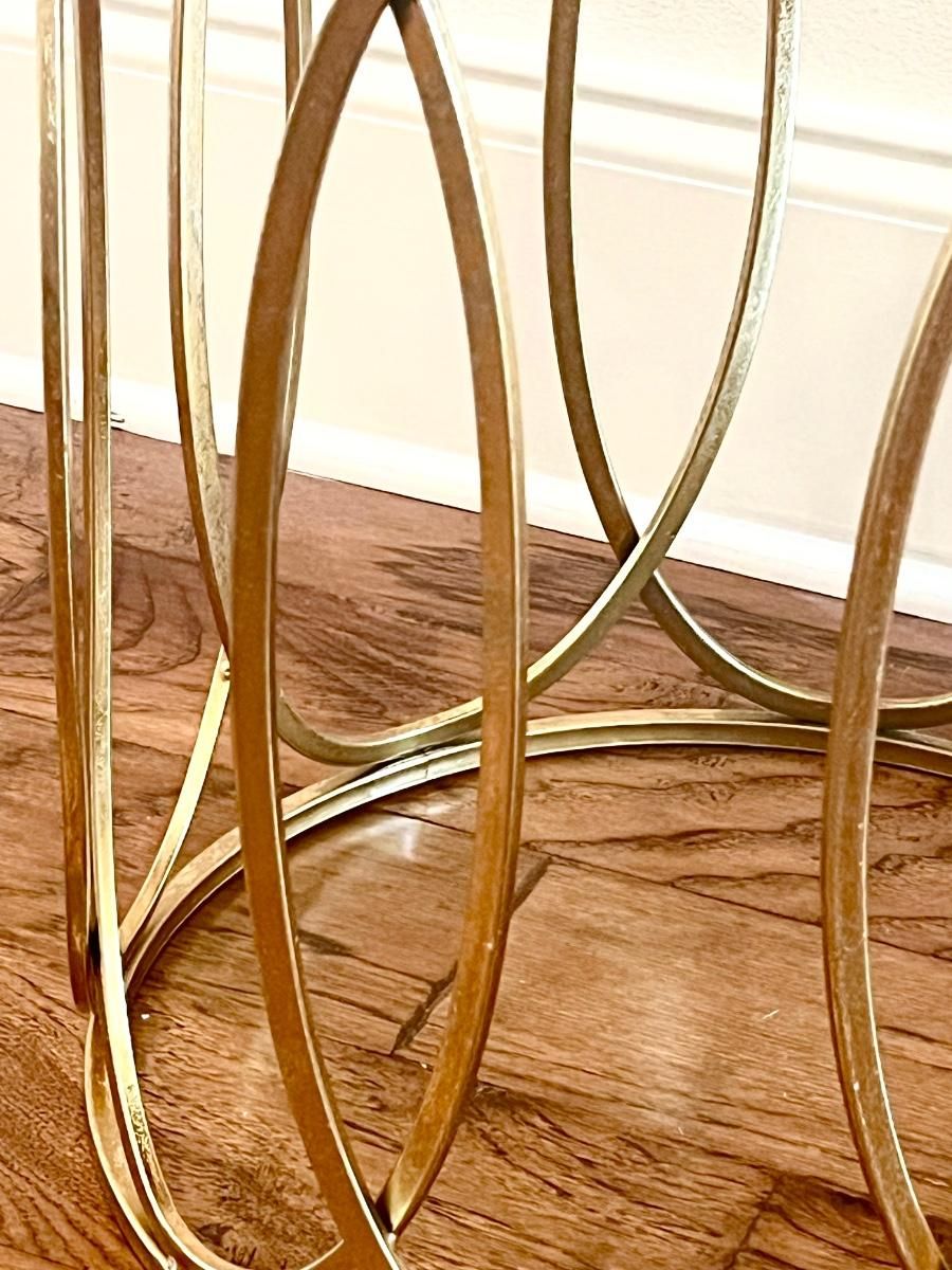 Round Gold Metal Mirror Top Table | Estatesales.org regarding Beyond the Look Understanding the Coaster Betsy Mirror Top Table