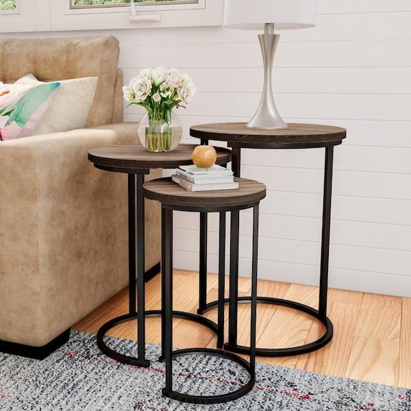 Round Living Room End Tables | Baci Living Room with regard to Elevate Your Living Room with a Chic 19" Round Nested Table Ensemble