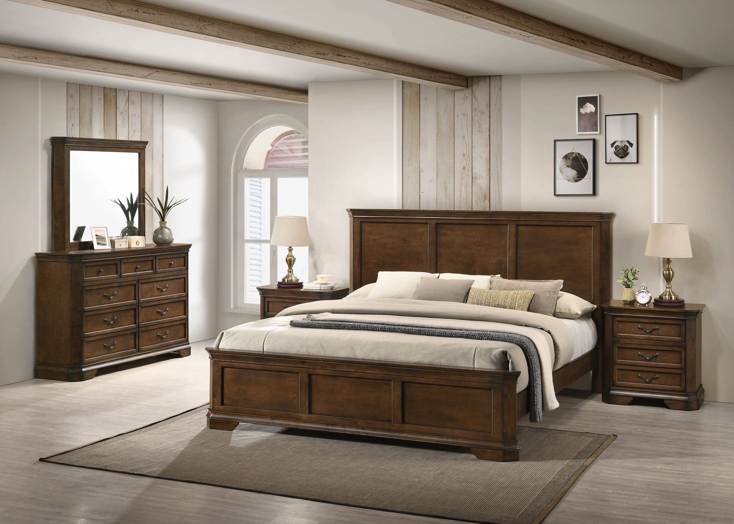Roundhill Furniture Maderne Traditional 5-Piece Wood Bedroom Furniture ... intended for