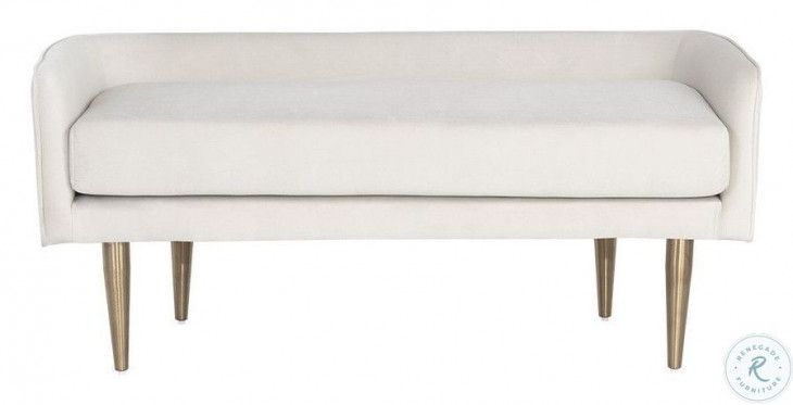 Sammy Cream Sky Fabric Bench | Homegallerystores.com | 106406 with regard to