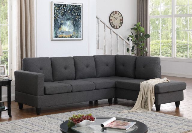 Santiago Dark Gray Linen Sectional Sofa With Right Facing Chaise ... in Designing with the Cooper Dark Gray Linen Sectional Sofa A Pro's Perspective