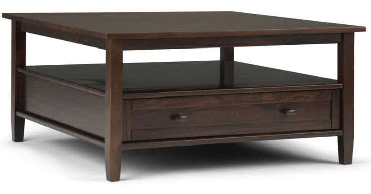 Simpli Home Warm Shaker Solid Wood 36 Inch Wide Square Rustic Coffee ... intended for