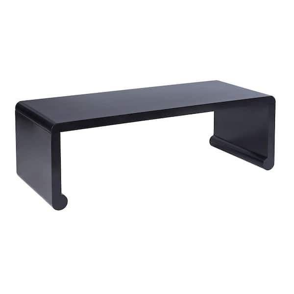 Stylecraft Dann Foley Chow 48 In. Satin Black Rectangle Wicker Coffee ... inside The Art of Styling Your Dann Foley Whitewash and Light Brown Table