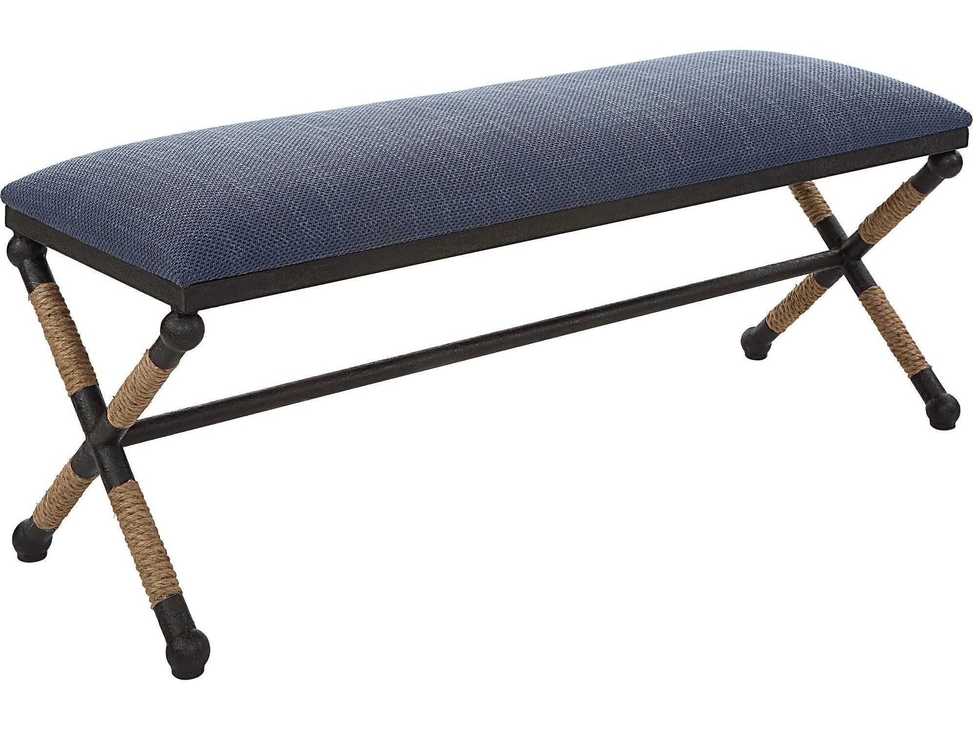 Uttermost Firth Rich Textured Navy Blue Upholstered Accent Bench | Ut23713 with regard to The Enduring Appeal of the Uttermost Firth Bench