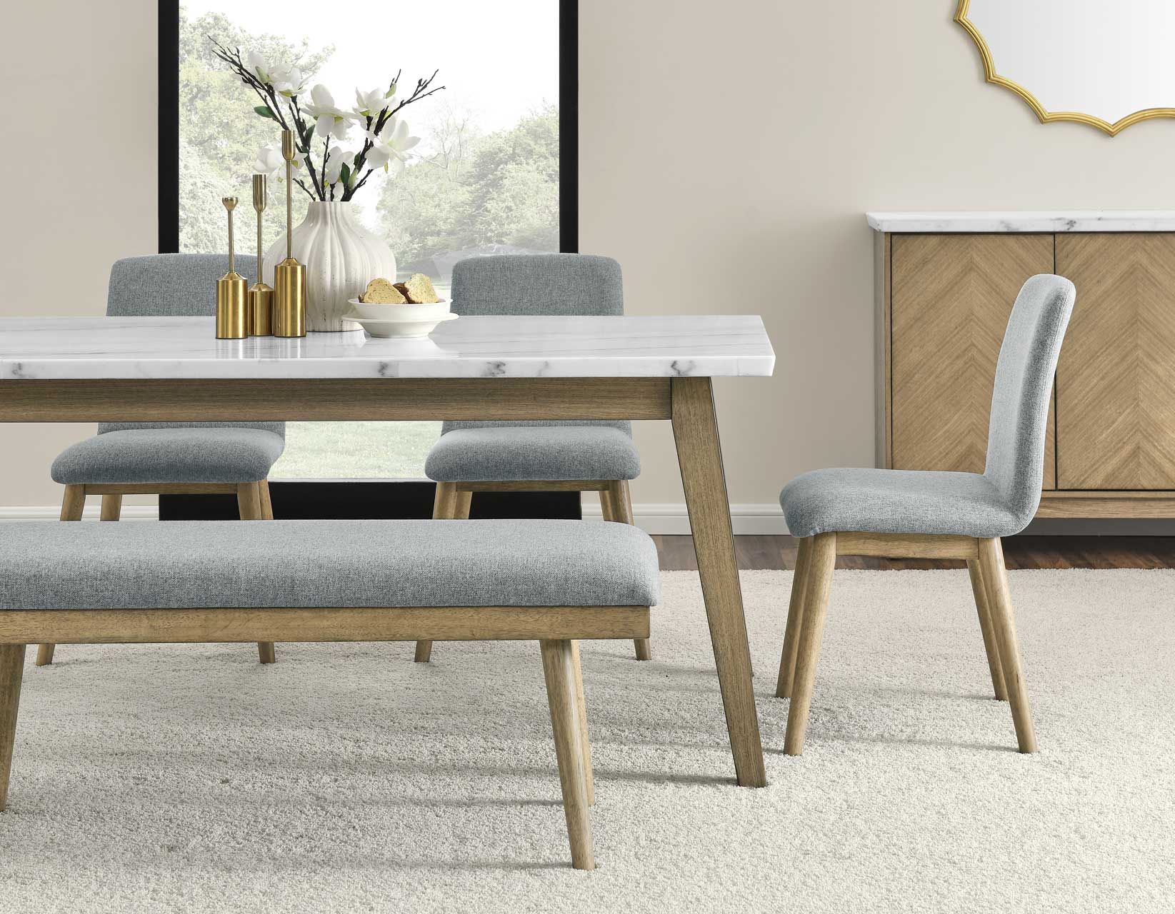 Vida 6-Piece White Marble Dining Set(Table &Amp; 4 Side Chairs) - Steve ... intended for