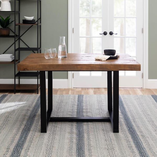 Welwick Designs 52 In. Reclaimed Barnwood Distressed Solid Wood Dining ... intended for Investing in a 52" Distressed Solid Wood Table for Timeless Appeal