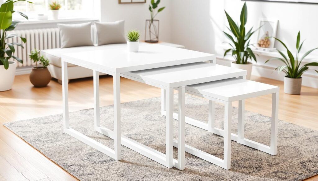 White Nesting Tables: Versatile Coffee Table Set throughout