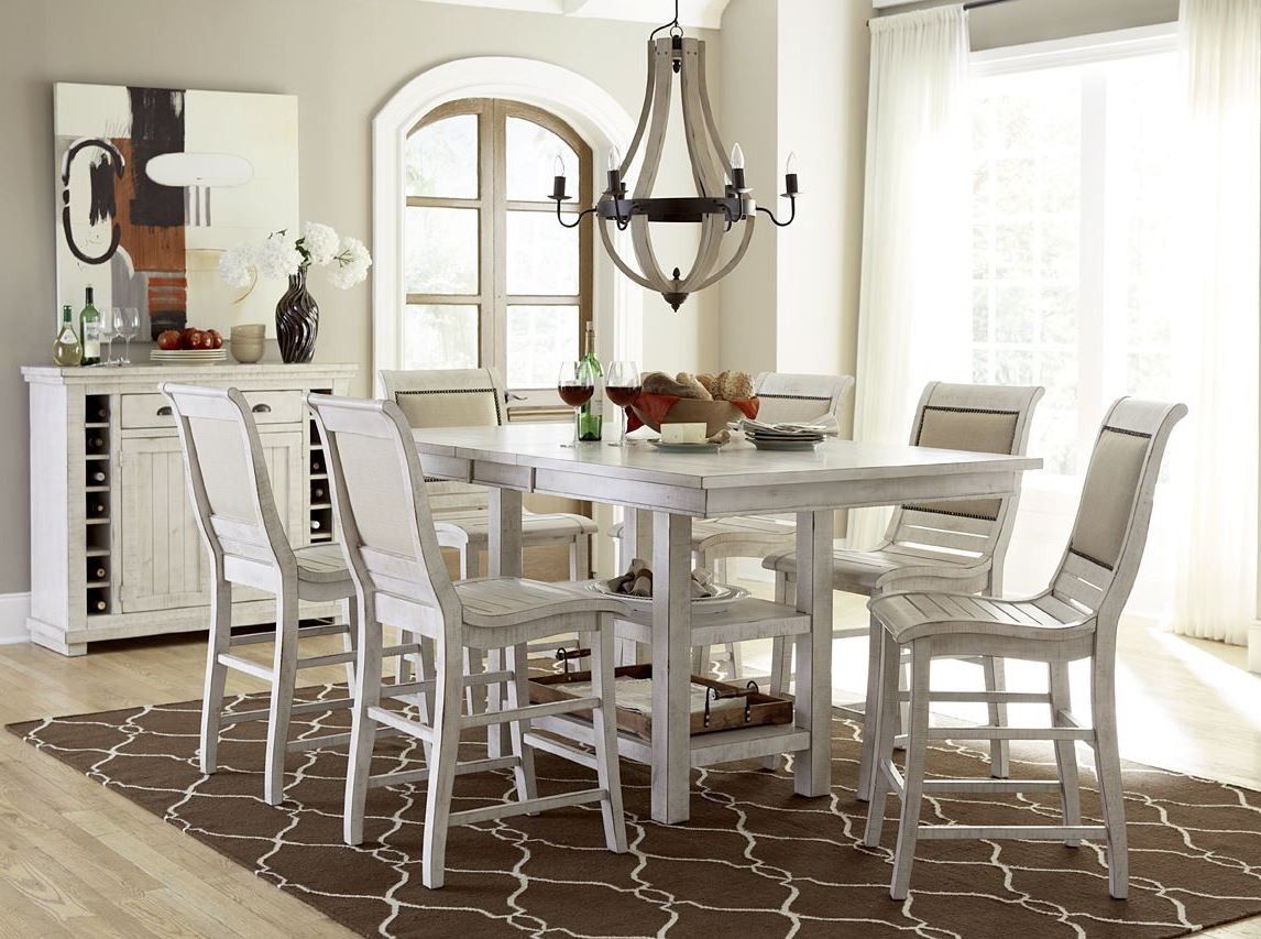Willow Distressed White Rectangular Counter Height Dining Table From ... with Discover the Enduring Charm of Rectangular Counter Height Tables in White/Weathered Espresso