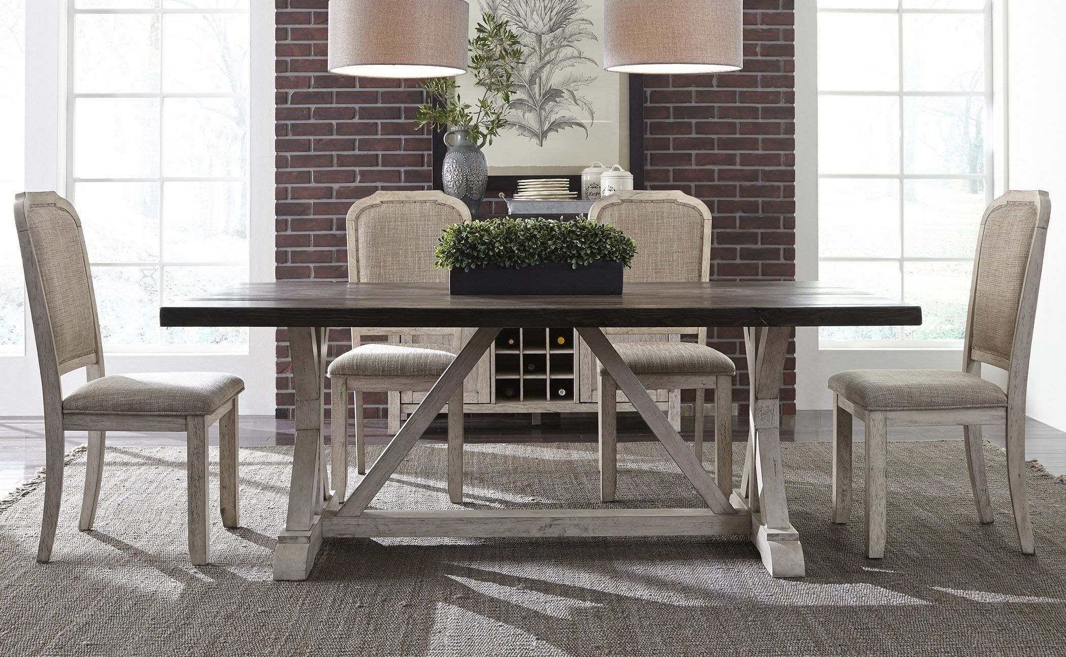 Willowrun Rustic White Trestle Dining Table From Liberty | Coleman ... within How the Willowrun Trestle Table from Liberty Furniture Elevates Your Dining Space