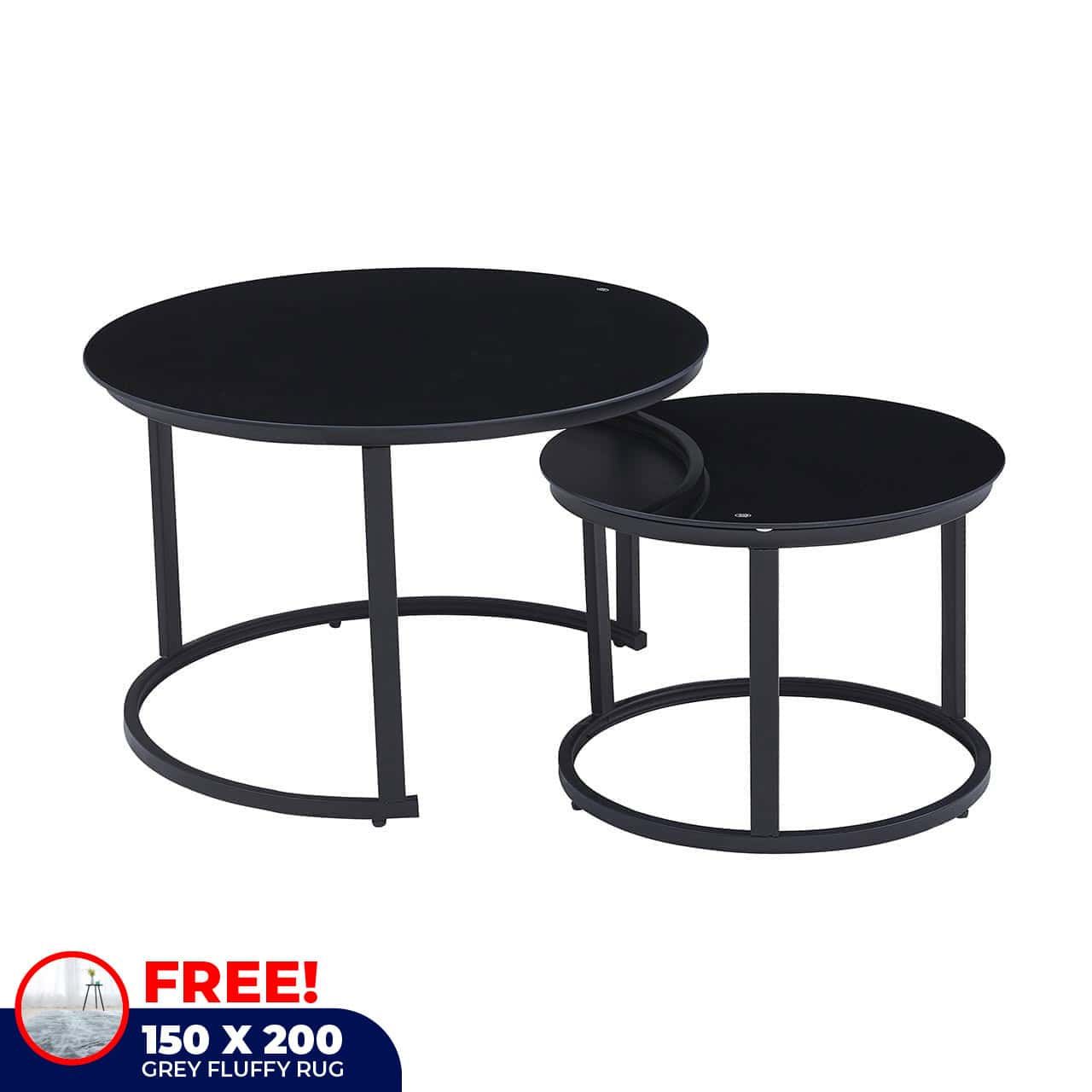 2-Piece Round Black Coffee Table Set | Mfa Online for