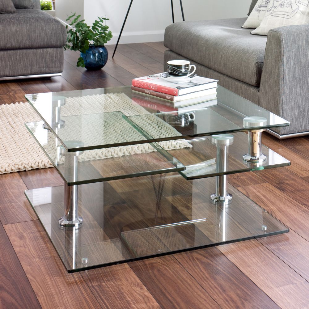 30 Glass Coffee Tables That Bring Transparency To Your Living Room inside Bringing Light and Style to Your Living Space with the Gewnee Glass Tea Table