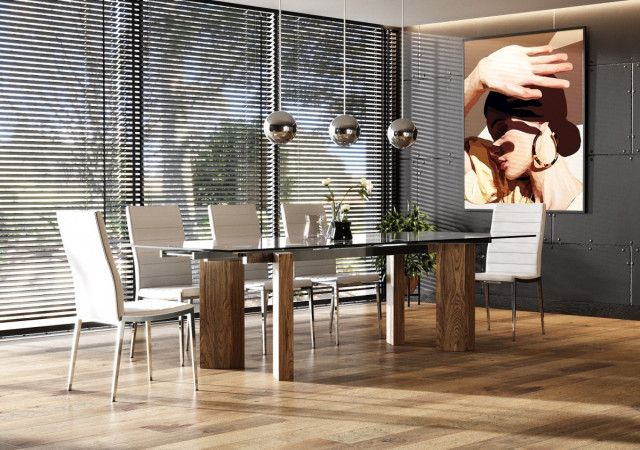 79&quot;- 110&quot; Monte Extendable Walnut &amp; Glass Dining Table - Contemporary ... inside