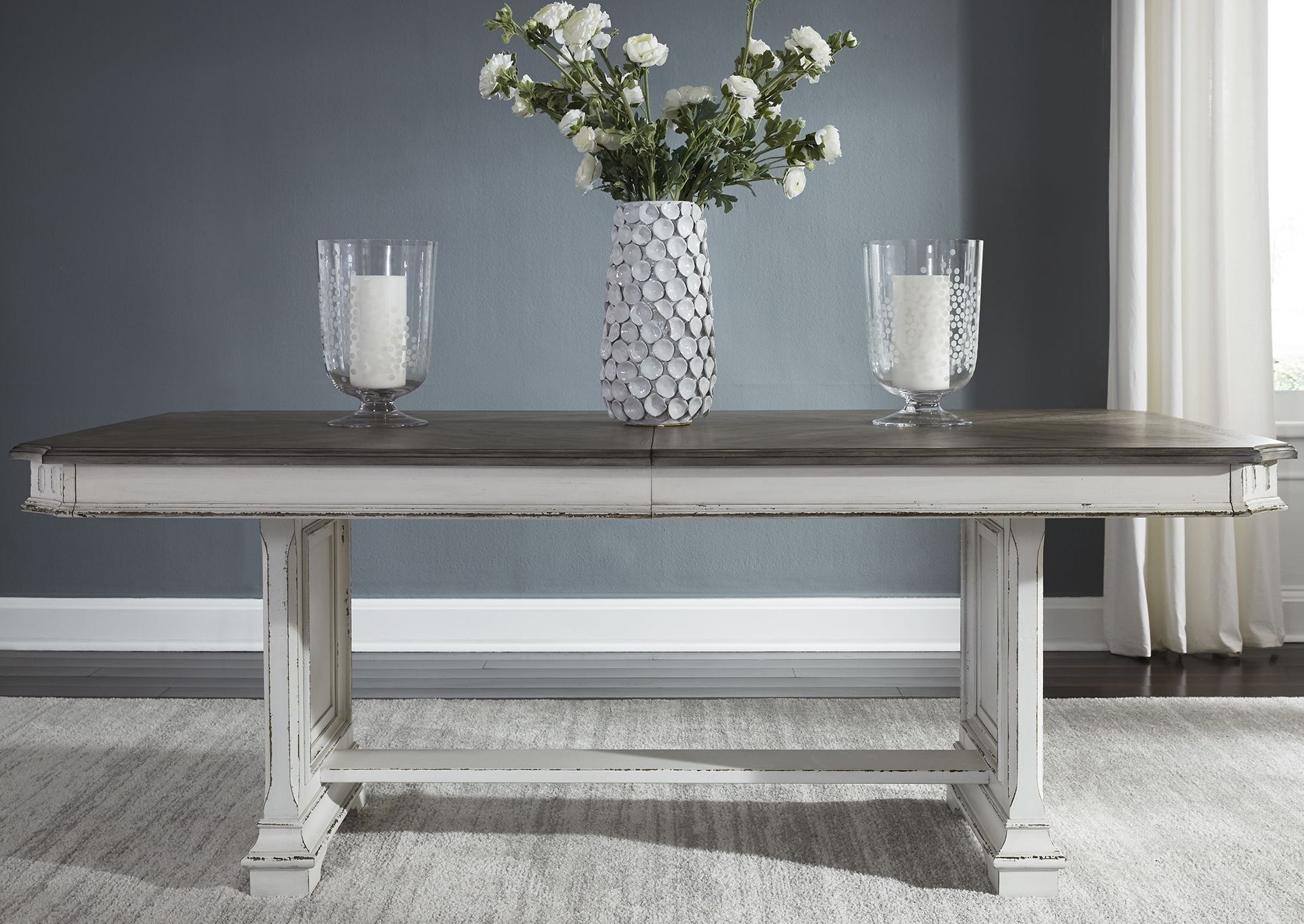 Abbey Park Antique White Extendable Trestle Dining Table From Liberty ... for The Enduring Appeal of the Trestle Table Design Abbey Park Edition