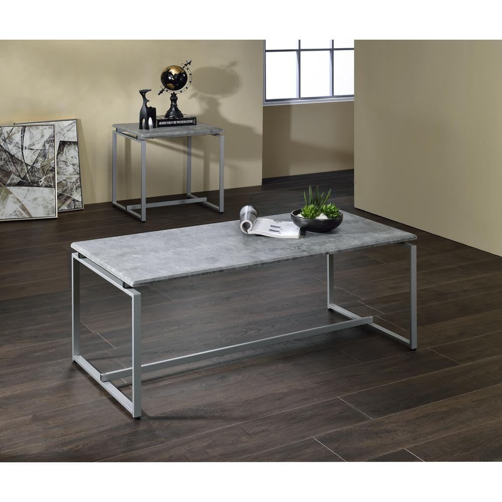 Acme Kersey 3-Piece Rectangular Wooden Coffee And End Table Set In Gray ... throughout