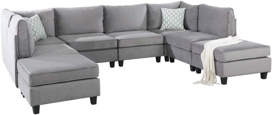 Amazon.com: Lilola Home Zelmira Gray Velvet 8Pc Modular Sectional Sofa ... pertaining to Unveiling the Lilola Home Zelmira Sectional A Deep Dive for Your Living Space